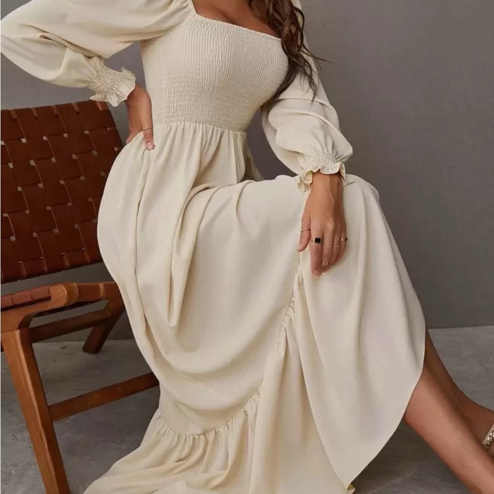 Elegant Cream Maxi Dress